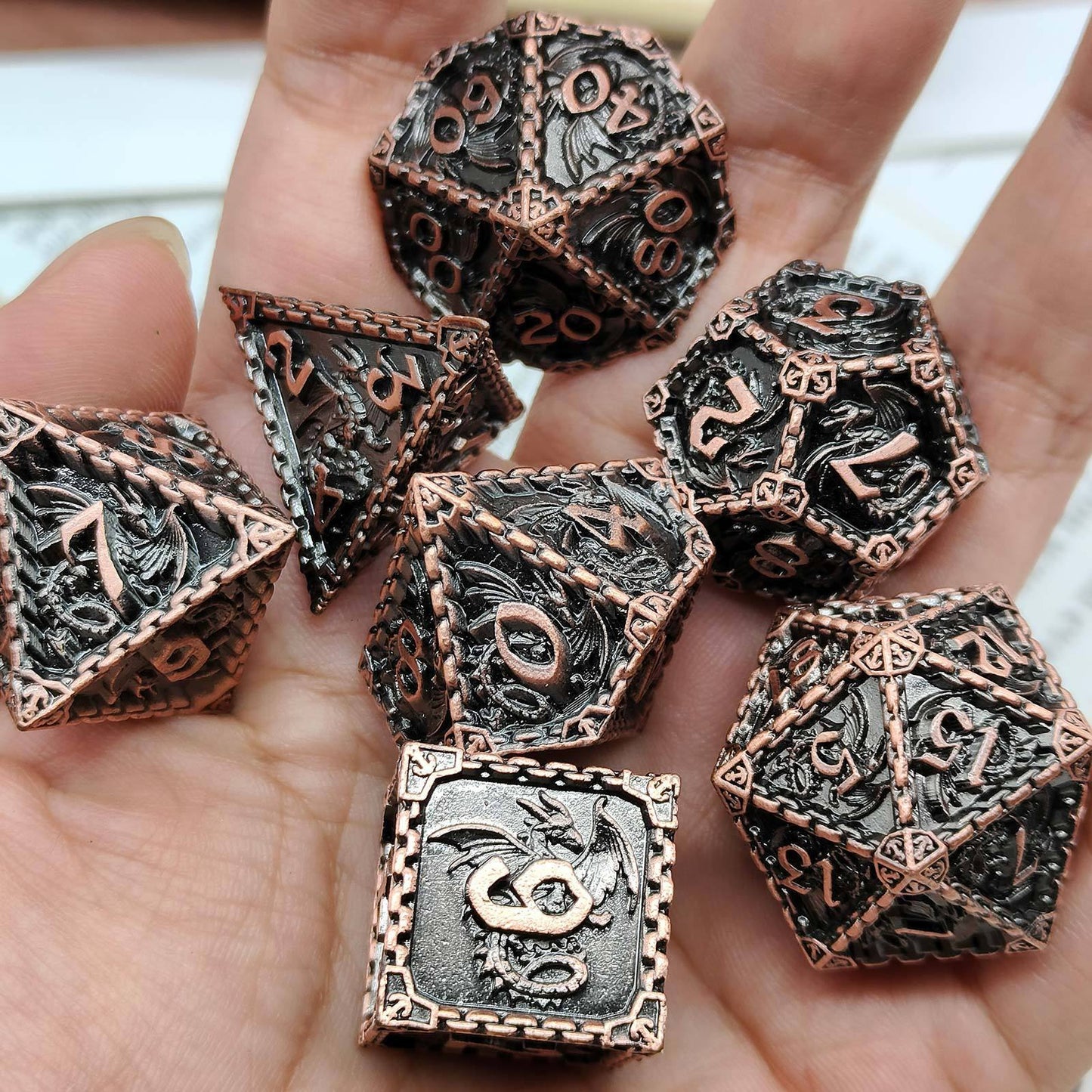 Metal Dragon Polyhedral Dice Set