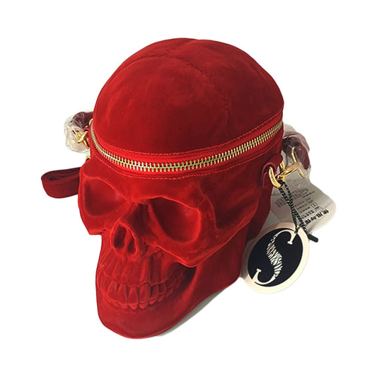 Gothic Velvet 3D Skull Shoulder Bag