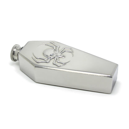 Spider Skull Coffin Shaped Stainless Steel Gothic Hip Flask