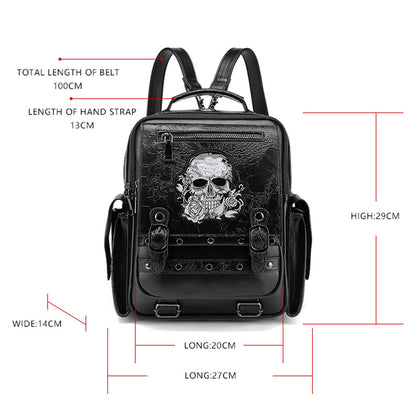 Gothic Large Capacity Skull Head Embroidered Shoulder Bag