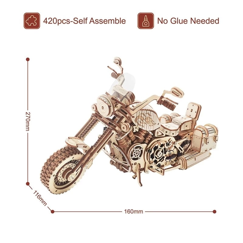 Robotime Rokr Cruiser Motorcycle DIY Wooden Model 420 Pcs