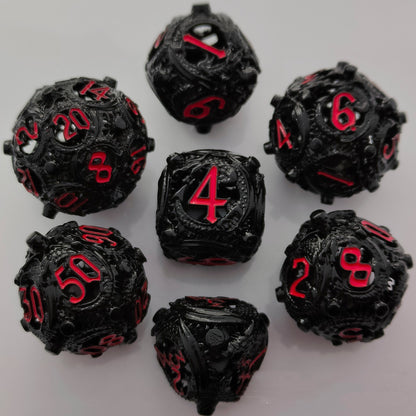 Hollow Circular Dragon Metal Polyhedron Dice Set