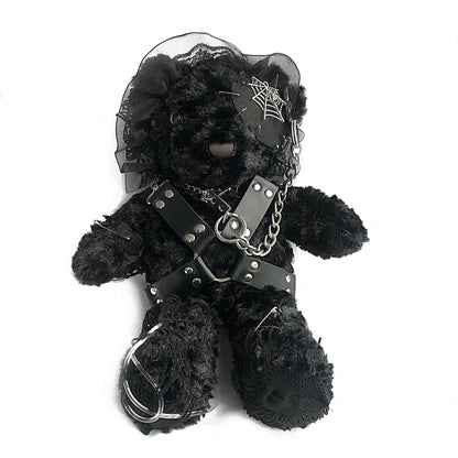 Goth Bear Lolita Crossbody Zip Up Bag