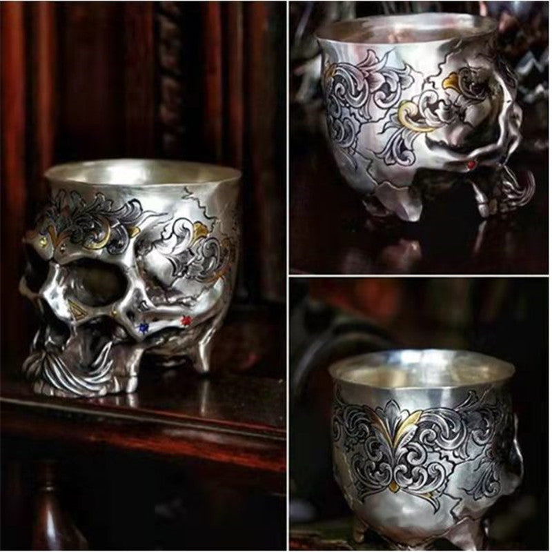 Gothic Skull Gentleman Alloy Sculpted Drink Cup