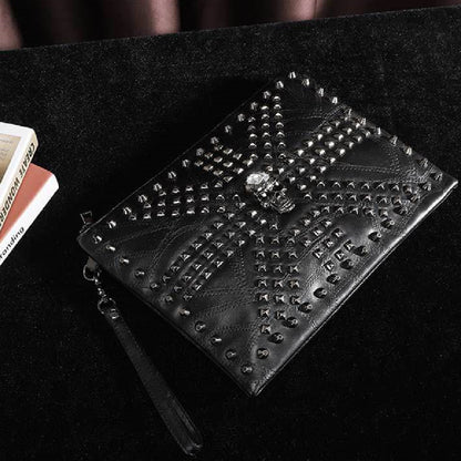 Studded Skull Clutch Hand Bag