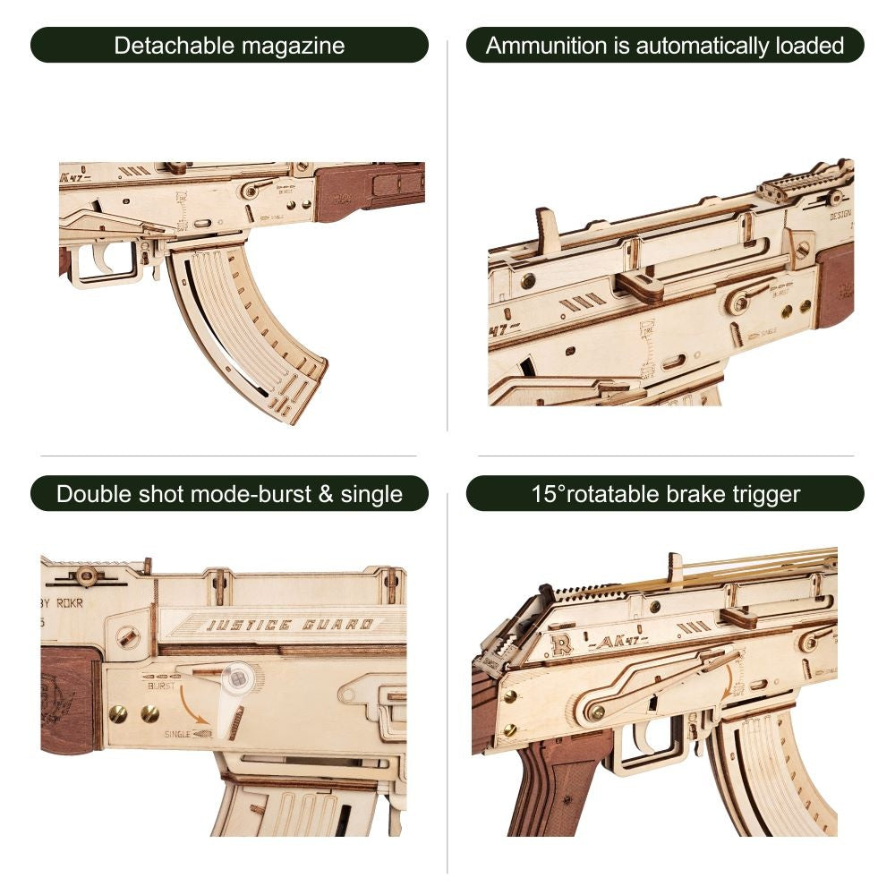 ROKR Wooden Puzzle Gun Model DIY 3D Building Kit