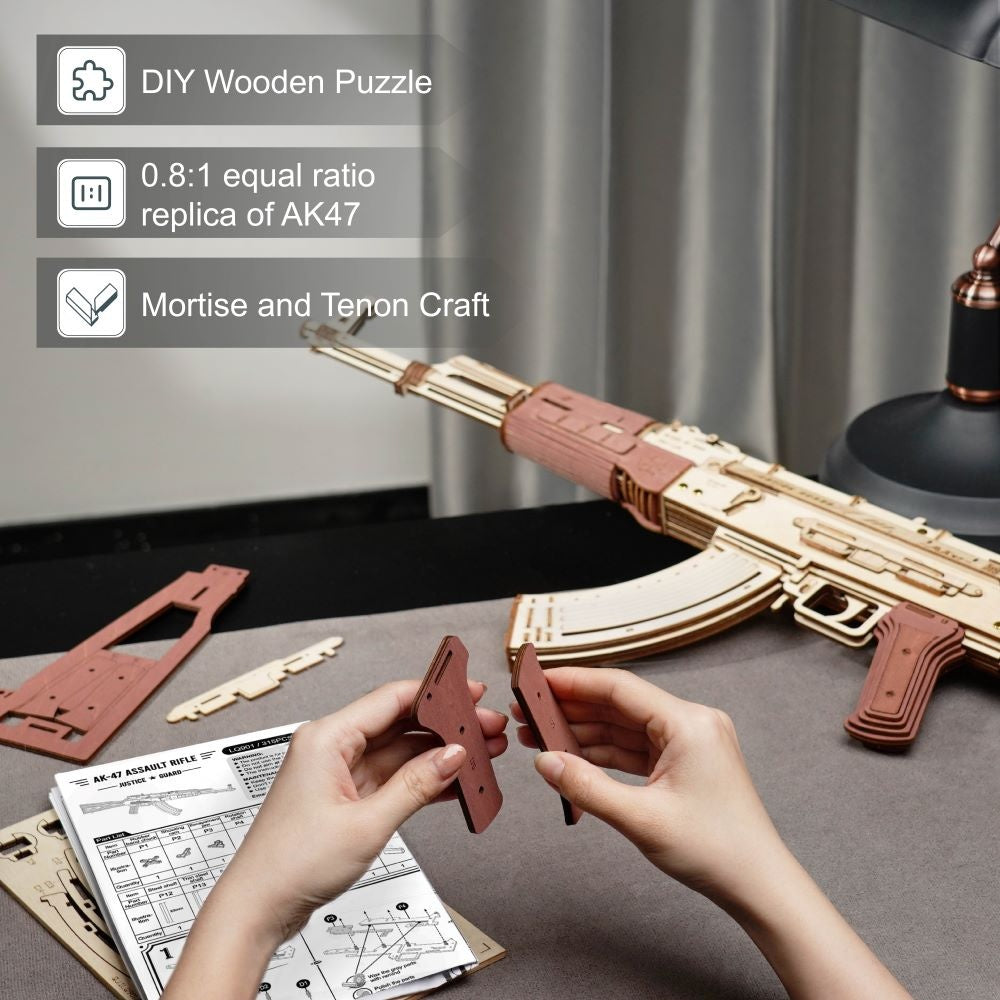 ROKR Wooden Puzzle Gun Model DIY 3D Building Kit