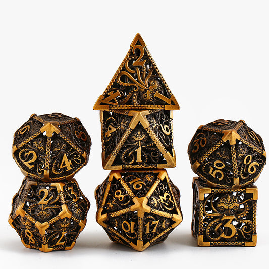 Hollow Metal Cthulu Polyhedral Dice Set