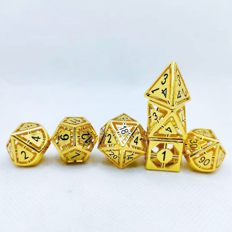 7pcs Set Of Golden Metal Polyhedral Dice