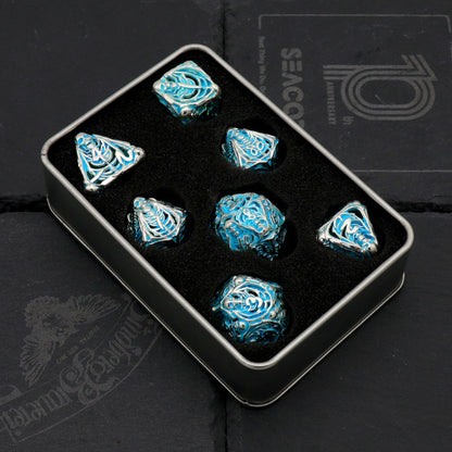 Toxic Blue Skeleton Polyhedral Dice Set