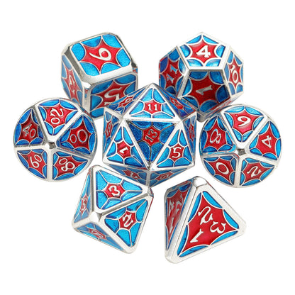 7pcs Set Of Stained Glass Metal Polyhedral Dice