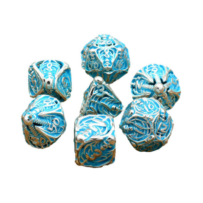 Toxic Blue Skeleton Polyhedral Dice Set