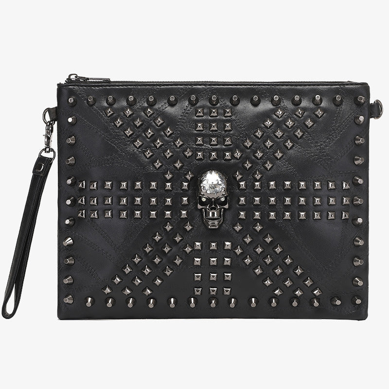 Studded Skull Clutch Hand Bag