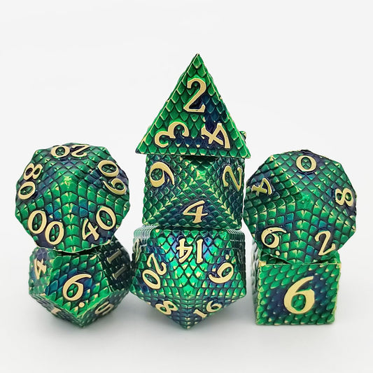 Dragon Scale Polyhedral Metal Dice Set