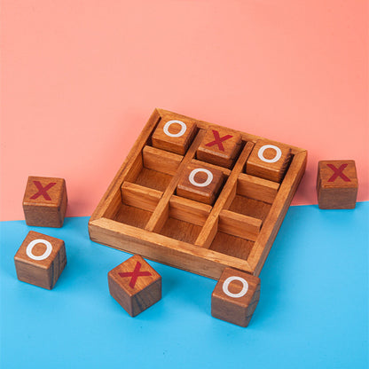 Wooden Noughts and Crosses Game