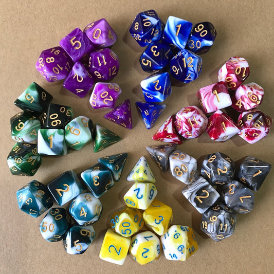 Two-colour Polyhedral Dice Set