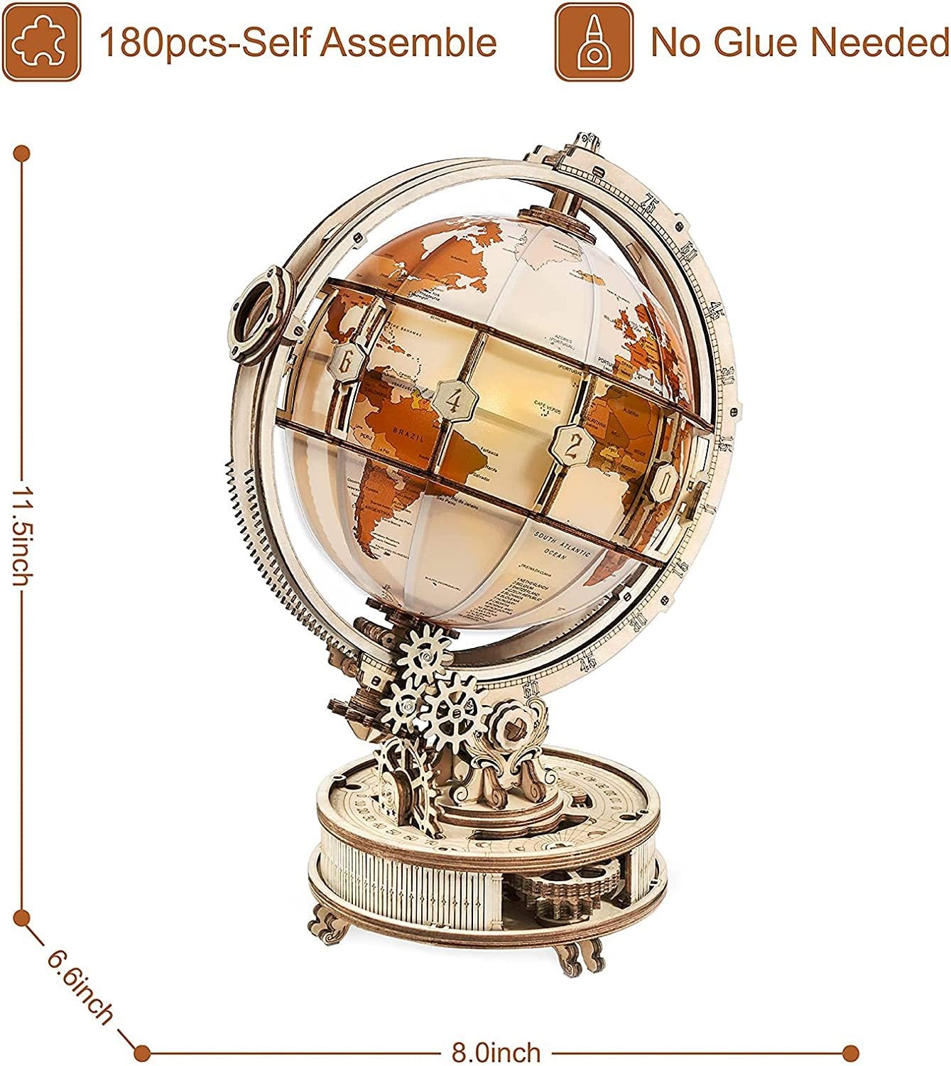 Rokr Luminous Globe 3D Wooden Model 180PCS Building Kit