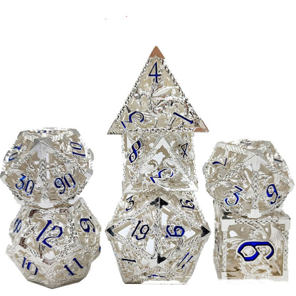 Hollow Metal Dragon Polyhedral Dice Set