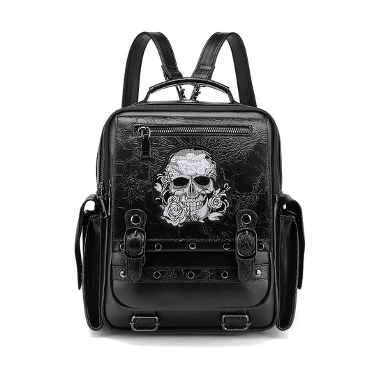 Gothic Large Capacity Skull Head Embroidered Shoulder Bag