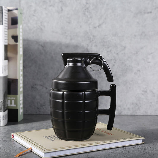 Hand Grenade Ceramic Coffee Mug With Lid