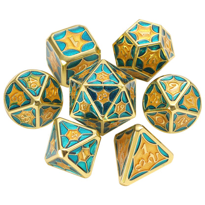 7pcs Set Of Stained Glass Metal Polyhedral Dice