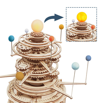 Robotime Rokr 316PCS Mechanical Solar System Orrery DIY Wooden Model Kit