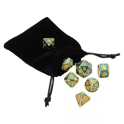 7pcs Set Of Stained Glass Metal Polyhedral Dice