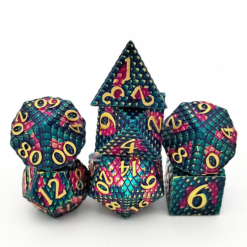 Dragon Scale Polyhedral Metal Dice Set