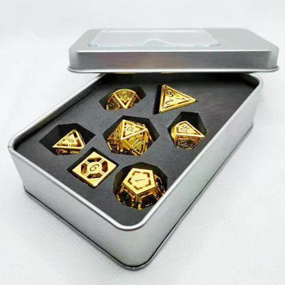 7pcs Set Of Golden Metal Polyhedral Dice