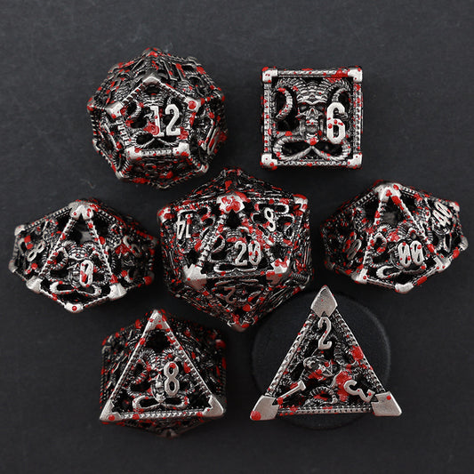 Metal Demon Skull Polyhedral Dice Set