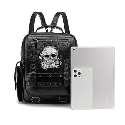 Gothic Large Capacity Skull Head Embroidered Shoulder Bag